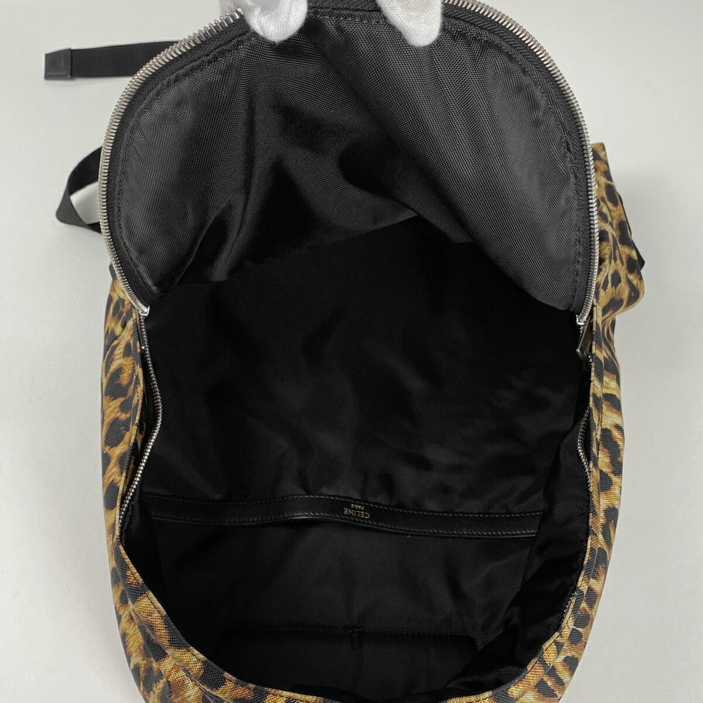Celine Leopard Print Nylon Backpack Brown Black - image 7